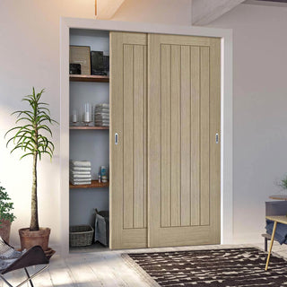 Image: Minimalist Wardrobe Door & Frame Kit - Two Belize Light Grey Door - Prefinished
