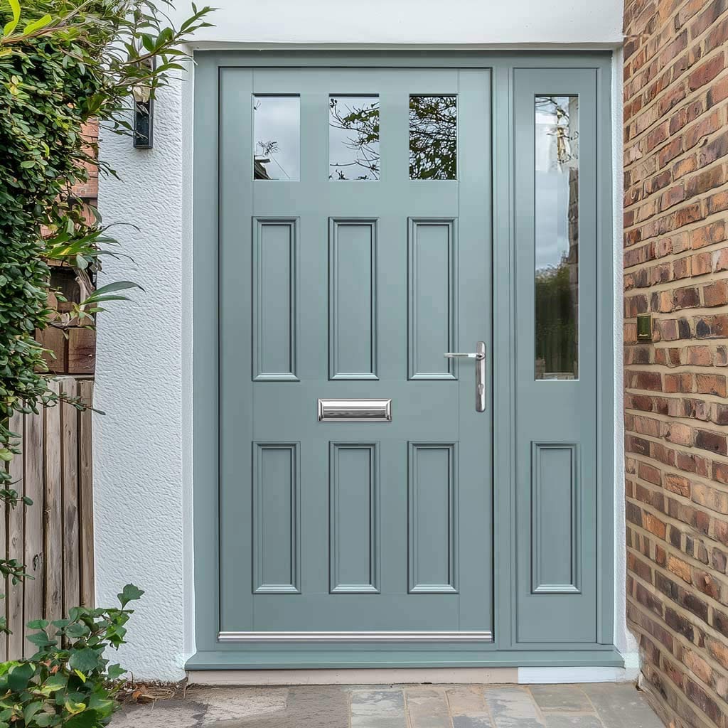 Exterior Victorian Blackwell 3L 6P Front Door with Single Sidelight - Customisable: Size, Colour, Glass and Sidelight Options