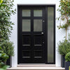 Exterior Victorian Bird 4L 4P Front Door with Single Sidelight - Customisable: Size, Colour, Glass and Sidelight Options