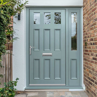 Image: Exterior Victorian Blackwell 3L 6P Front Door with Single Sidelight - Customisable: Size, Colour, Glass and Sidelight Options