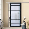 Single Sliding Door & Premium Wall Track - Eco-Urban® Metropolitan 7 Pane Door DD6405SG Frosted Glass - 6 Colour Options