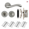 Bari Door Lever Bathroom Handle Pack - 4 Square Hinges - Satin Finish