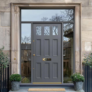 Image: Exterior Victorian Blackwell 3L 6P Front Door with Two Sidelights & Transom - Customisable: Size, Colour, Glass and Sidelight Options