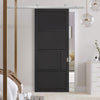 Top Mounted Stainless Steel Sliding Track & Door - Chelsea 4 Panel Black Painted Door - Prefinished