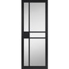 Sirius Tubular Stainless Steel Sliding Track & Double Door - Industrial City Black Internal Door - Clear Glass - Prefinished