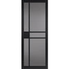 Sirius Tubular Stainless Steel Sliding Track & Double Door - Industrial City Black Internal Door - Tinted Glass - Prefinished