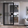 Top Mounted Stainless Steel Sliding Track & Door - Industrial City Black Internal Door - Clear Glass - Prefinished