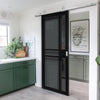 Top Mounted Stainless Steel Sliding Track & Door - Industrial City Black Internal Door - Tinted Glass - Prefinished