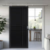 Sirius Tubular Stainless Steel Sliding Track & Door - Industrial City Black Panel Internal Door - Prefinished