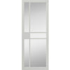 Sirius Tubular Stainless Steel Sliding Track & Double Door - Industrial City White Internal Door - Clear Glass - Prefinished