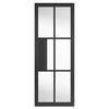 Top Mounted Stainless Steel Sliding Track & Double Door - Industrial Civic Black Internal Door - Clear Glass - Prefinished