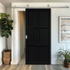 Sirius Tubular Stainless Steel Sliding Track & Door - Industrial Civic Black Internal Door - Prefinished