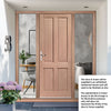 Colonial 4 Panel External Hardwood Front Door and Frame Set - Two Unglazed Side Screens