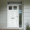 Exterior Colonial 2L 4P Front Door with Single Sidelight and Transom - Customisable: Size, Colour, Glass and Sidelight Options