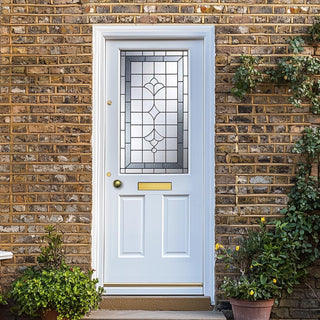 Image: Winchester External Oak Front Door - Part Frosted Zinc Double Glazing - Warmerdoor Style