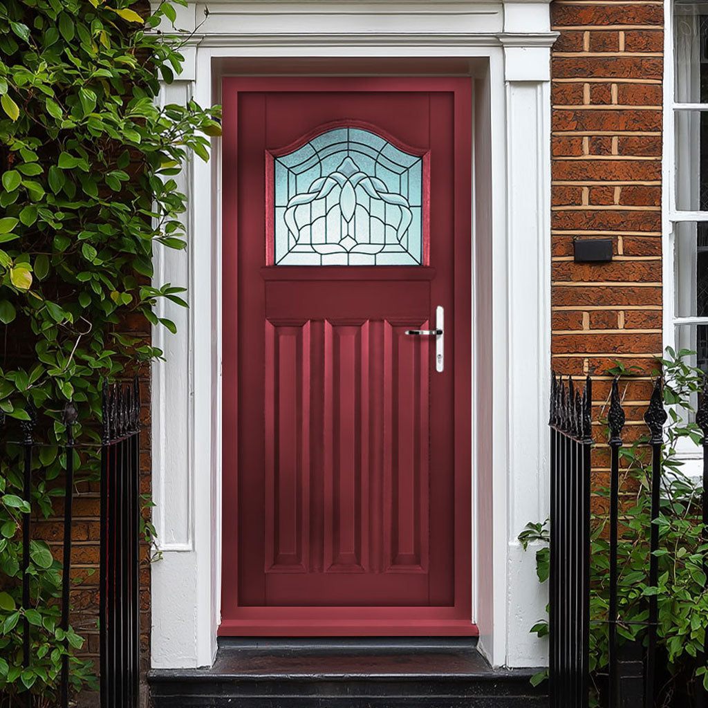 Estate Crown External Hardwood Front Door and Frame Set - Lead Caming Double Glazing