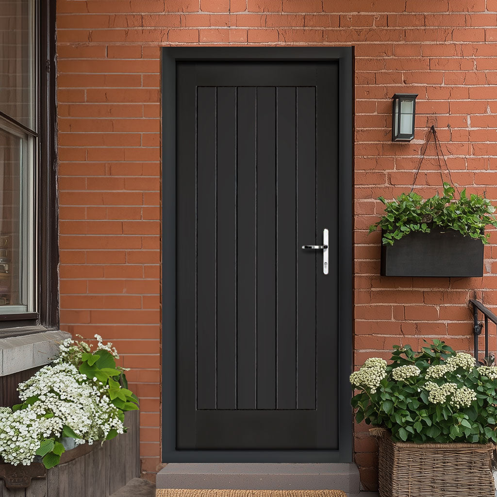 Norfolk Flush Exterior Oak Front Door and Frame Set