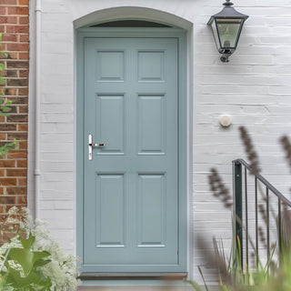 Image: Colonial External Hardwood Wooden 6 Panel Front Door and Frame Set