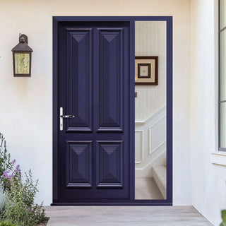 Image: Islington 4 Panel External Hardwood Front Door and Frame Set - One Unglazed Side Screen