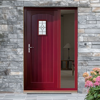 Image: Cottage External Hardwood Front Door and Frame Set - Bevelled Tri Glazed - One Unglazed Side Screen