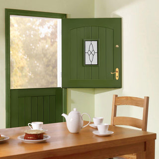 Image: Cottage Stable Oak Back Door - 1L Leaded - Tri Glazing