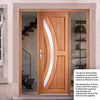 Harrow External Hardwood Front Door and Frame Set - Frosted Double Glazing - Two Unglazed Side Screens