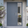 Hayes Flush External Hardwood Front Door and Frame Set - One Unglazed Side Screen