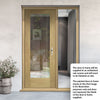 External Shaker 1L Oak Front Door - Clear Double Glazing - One Unglazed Side Screen