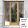 External Shaker 1L Oak Front Door - Clear Double Glazing - Two Unglazed Side Screens