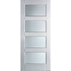 EasiKit Internal Door and Frame Kit - Contemporary 4 Pane Internal Door - Sandblasted Clear Lines - White Primed