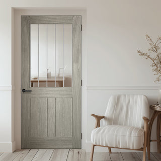 Image: Cottage Light Grey Door - Clear Glass - Laminated - Prefinished