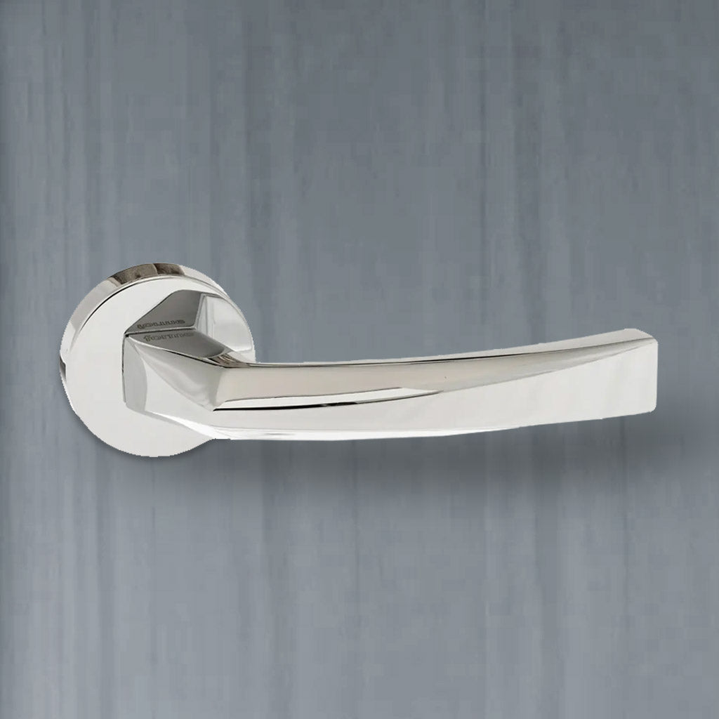 Crystal Forme Designer Lever on Minimal Round Rose - Polished Chrome