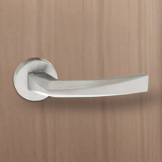 Image: Crystal Forme Designer Lever on Minimal Round Rose - Satin Chrome