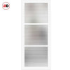 Top Mounted Black Sliding Track & Solid Wood Door - Handcrafted Eco-Urban Manchester 3 Pane Solid Wood Door DD6306 - Clear Reeded Glass - Cloud White Premium Primed