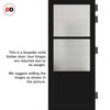 Berkley 2 Pane 1 Panel Solid Wood Internal Door Pair UK Made DD6309 - Clear Reeded Glass - Eco-Urban® Shadow Black Premium Primed