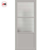 Berkley 2 Pane 1 Panel Solid Wood Internal Door UK Made DD6309 - Clear Reeded Glass - Eco-Urban® Mist Grey Premium Primed