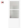 Top Mounted Black Sliding Track & Solid Wood Door - Handcrafted Eco-Urban Berkley 2 Pane 1 Panel Solid Wood Door DD6309 - Clear Reeded Glass - Cloud White Premium Primed