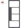 Sirius Tubular Stainless Steel Track & Solid Wood Door - Eco-Urban® Boston 4 Pane Door DD6311SG - Frosted Glass - 6 Colour Options