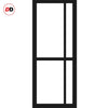 Double Sliding Door & Premium Wall Track - Eco-Urban® Marfa 4 Pane Doors DD6313SG - Frosted Glass - 6 Colour Options