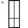 Single Sliding Door & Premium Wall Track - Eco-Urban® Bronx 4 Pane Door DD6315SG - Frosted Glass - 6 Colour Options