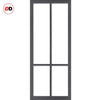 Double Sliding Door & Premium Wall Track - Eco-Urban® Bronx 4 Pane Doors DD6315SG - Frosted Glass - 6 Colour Options