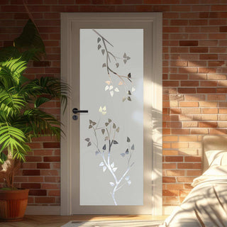 Image: Artisan Solid Wood Internal Door - Birch Tree 6mm Obscure Glass - Clear Printed Design - Eco-Urban® 6 Premium Primed Colour Choices