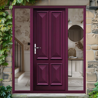 Image: Islington 4 Panel External Hardwood Front Door and Frame Set - Two Unglazed Side Screens