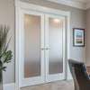 Pattern 10 Full Pane White Primed Internal Door Pair - Obscure Glass