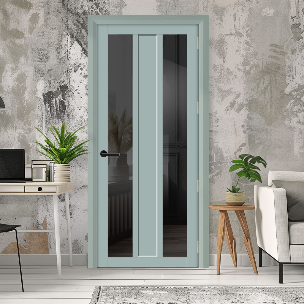 EasiKit Internal Door and Frame Kit - Avenue 2 Pane 1 Panel Solid Wood Internal Door - Premium Primed - Colour & Glass Options