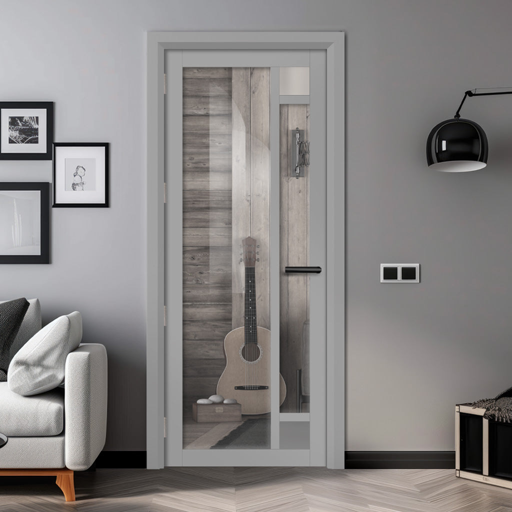 EasiKit Internal Door and Frame Kit - Suburban 4 Pane Solid Wood Internal Door - Premium Primed - Colour & Glass Options