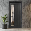 Ely Brushed Black Oak Internal Door - Clear Glass