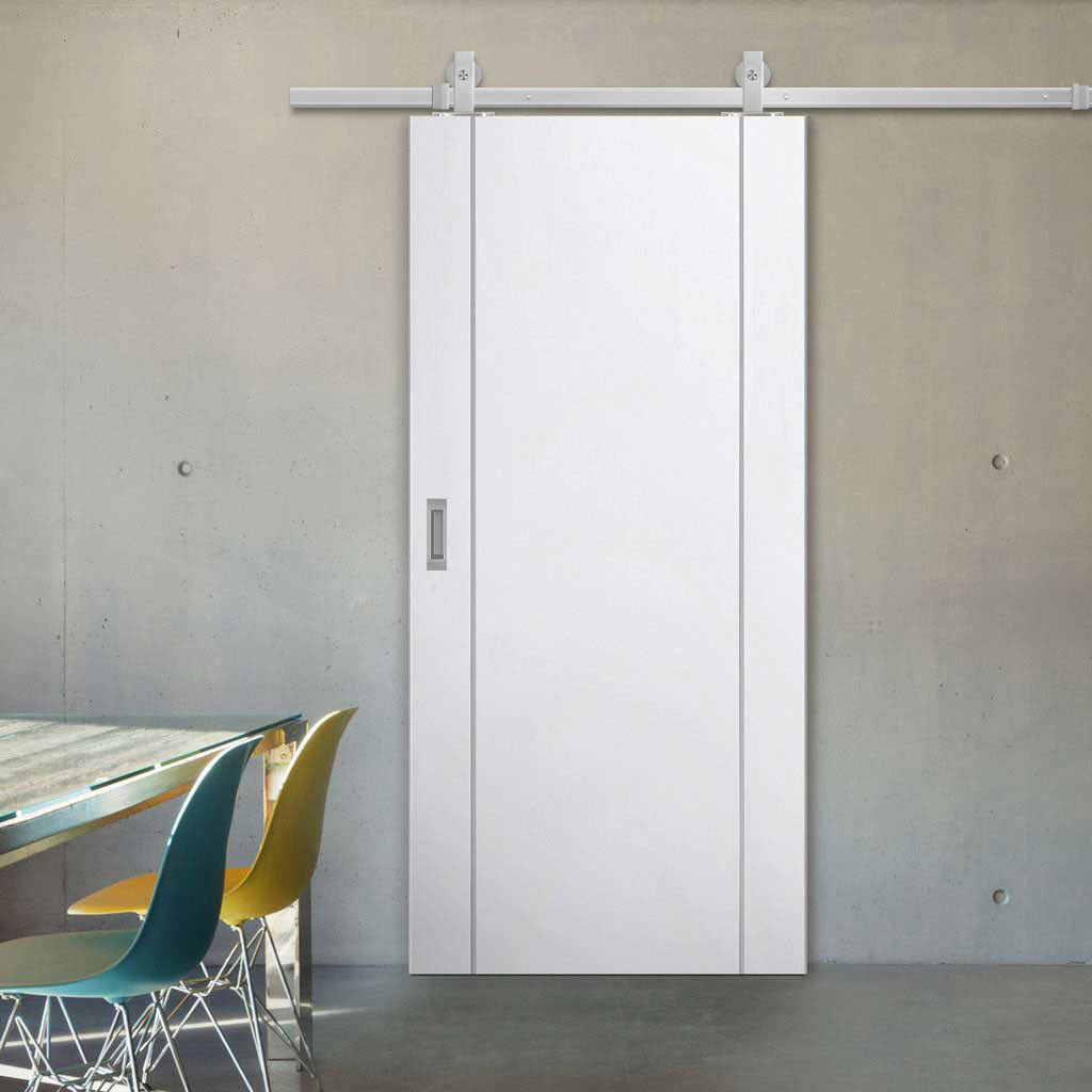 Top Mounted Stainless Steel Sliding Track & Door - Forli White Flush D