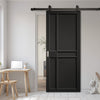 Top Mounted Black Sliding Track & Door - Greenwich Panel Black Painted Internal Door - Prefinished