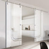 Double Glass Sliding Door - Solaris Tubular Stainless Steel Sliding Track & Holburn 8mm Obscure Glass - Clear Printed Design